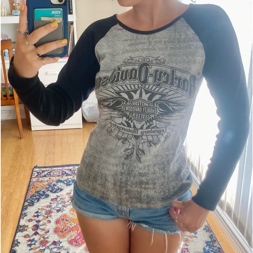 HARLEY DAVIDSON S black and white top